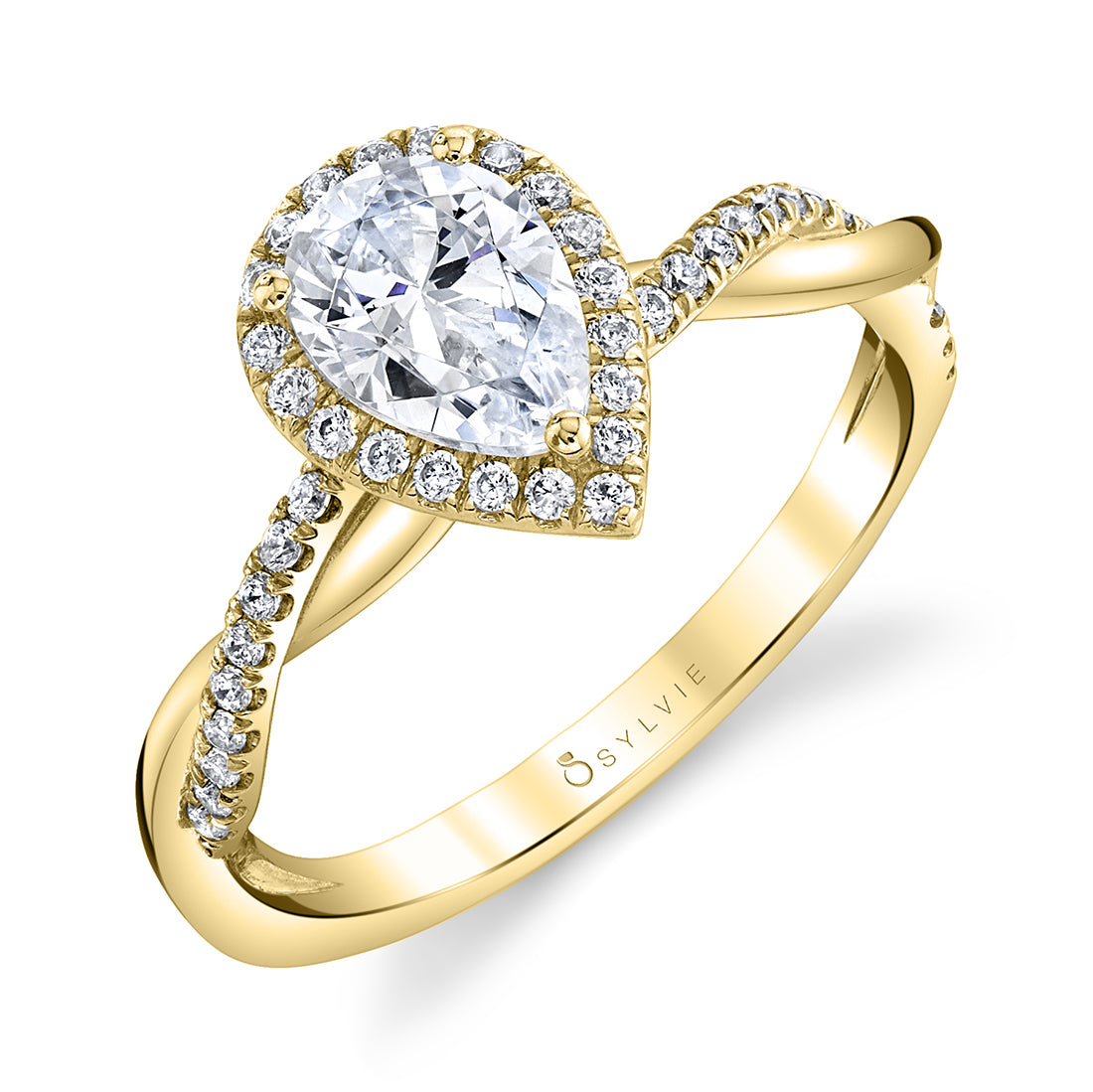 Coralie - Pear Shaped Engagement Ring with Halo