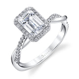 Coralie - Emerald Cut Engagement Ring with Halo
