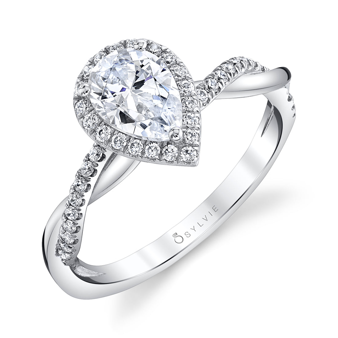 Coralie - Pear Shaped Engagement Ring with Halo