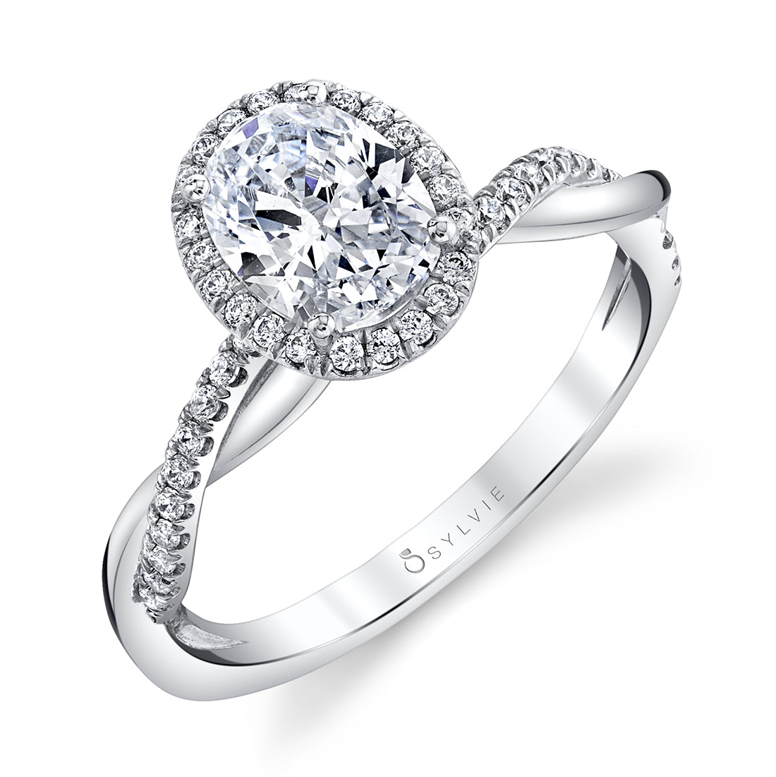 Coralie - Oval Engagement Ring with Halo