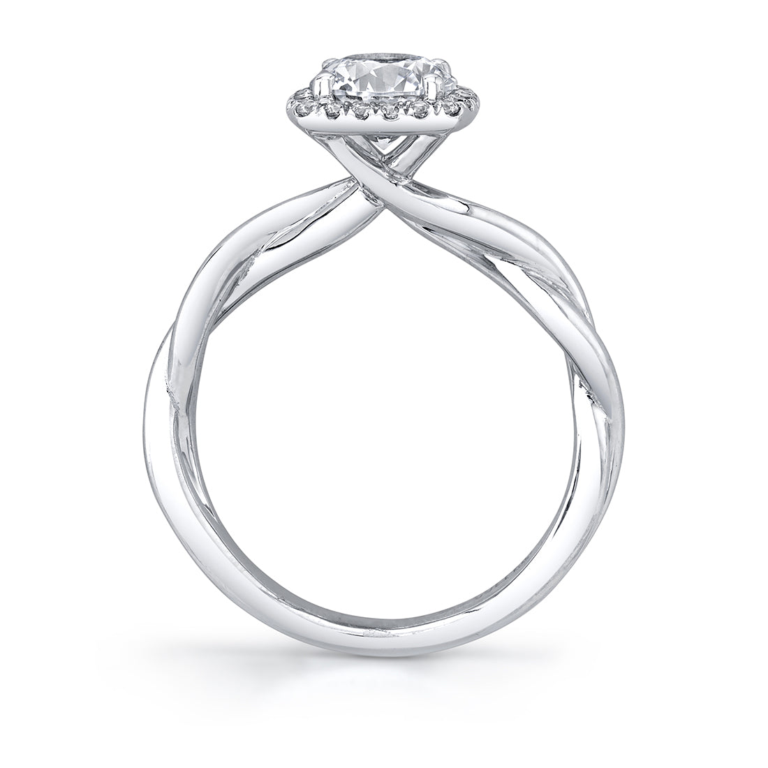Cushion Halo Engagement Ring with Spiral Band - Coralie