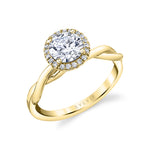 Halo Engagement Ring with Spiral Band - Coralie