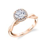 Halo Engagement Ring with Spiral Band - Coralie