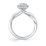 Halo Engagement Ring with Spiral Band - Coralie
