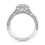 Round Cut Cushion Halo Modern Vintage Engagement Ring - Regine