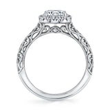 Round Cut Cushion Halo Modern Vintage Engagement Ring - Regine