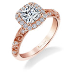 Vintage Cushion Cut Halo Engagement Ring - Rochelle