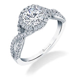Klariss - Spiral Split Shank Engagement Ring with Halo