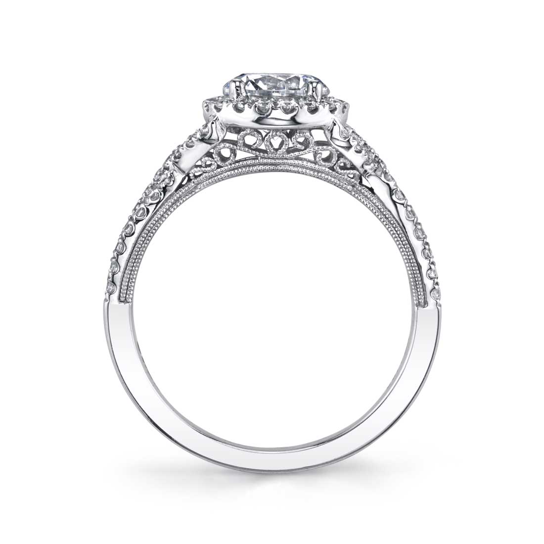 Klariss - Spiral Split Shank Engagement Ring with Halo
