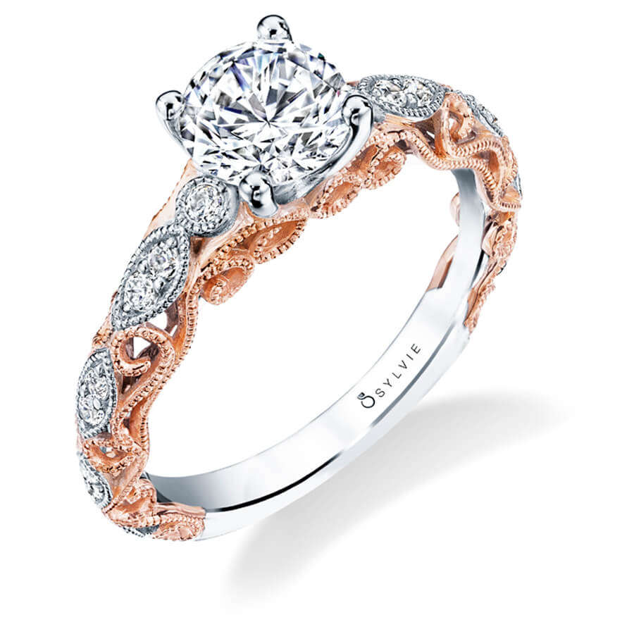Noa - Vintage Inspired Two Tone Engagement Ring