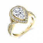 Alessandra - Pear Cut Spiral Engagement Ring with Halo