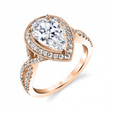 Alessandra - Pear Cut Spiral Engagement Ring with Halo