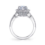 Alessandra - Pear Cut Spiral Engagement Ring with Halo
