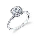 Round Cushion Cut Halo Engagement Ring - Vivian
