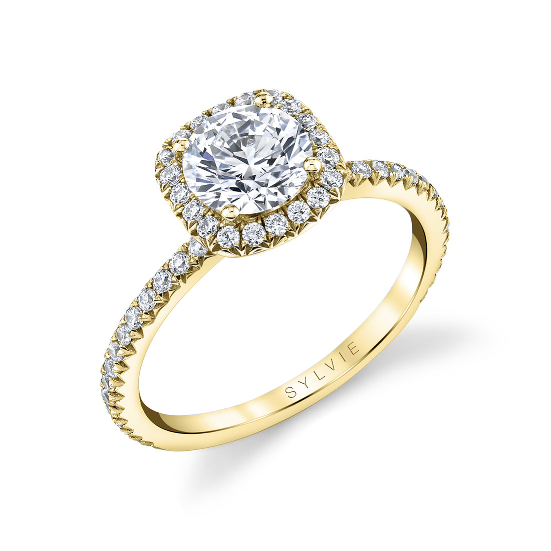 Round Cushion Cut Halo Engagement Ring - Vivian