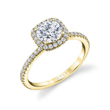 Round Cushion Cut Halo Engagement Ring - Vivian