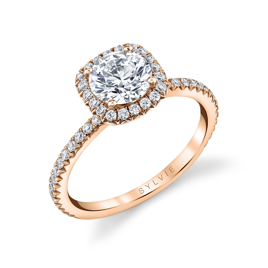 Round Cushion Cut Halo Engagement Ring - Vivian
