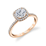 Round Cushion Cut Halo Engagement Ring - Vivian
