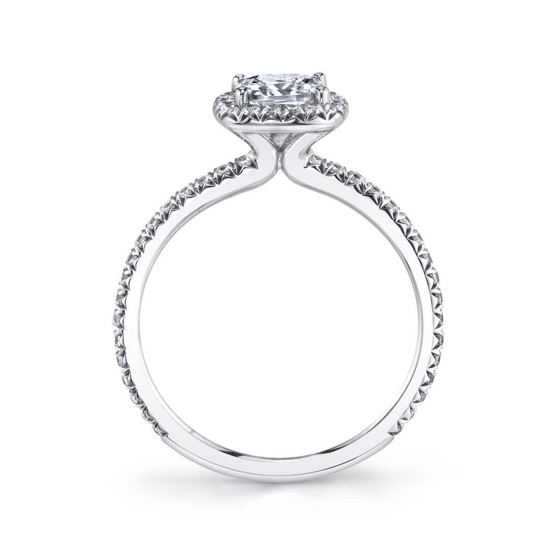 Round Cushion Cut Halo Engagement Ring - Vivian