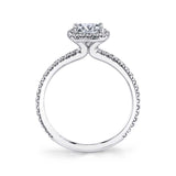 Round Cushion Cut Halo Engagement Ring - Vivian