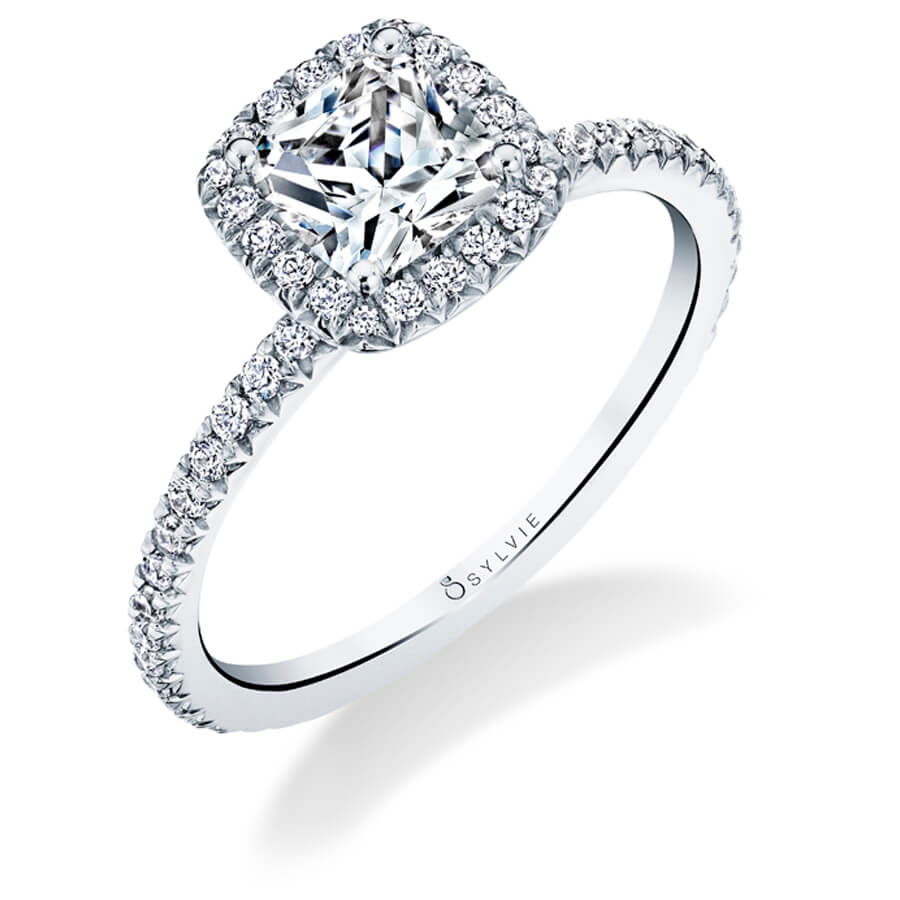 Cushion Cut Halo Engagement Ring - Vivian