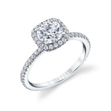 Round Cushion Cut Halo Engagement Ring - Vivian