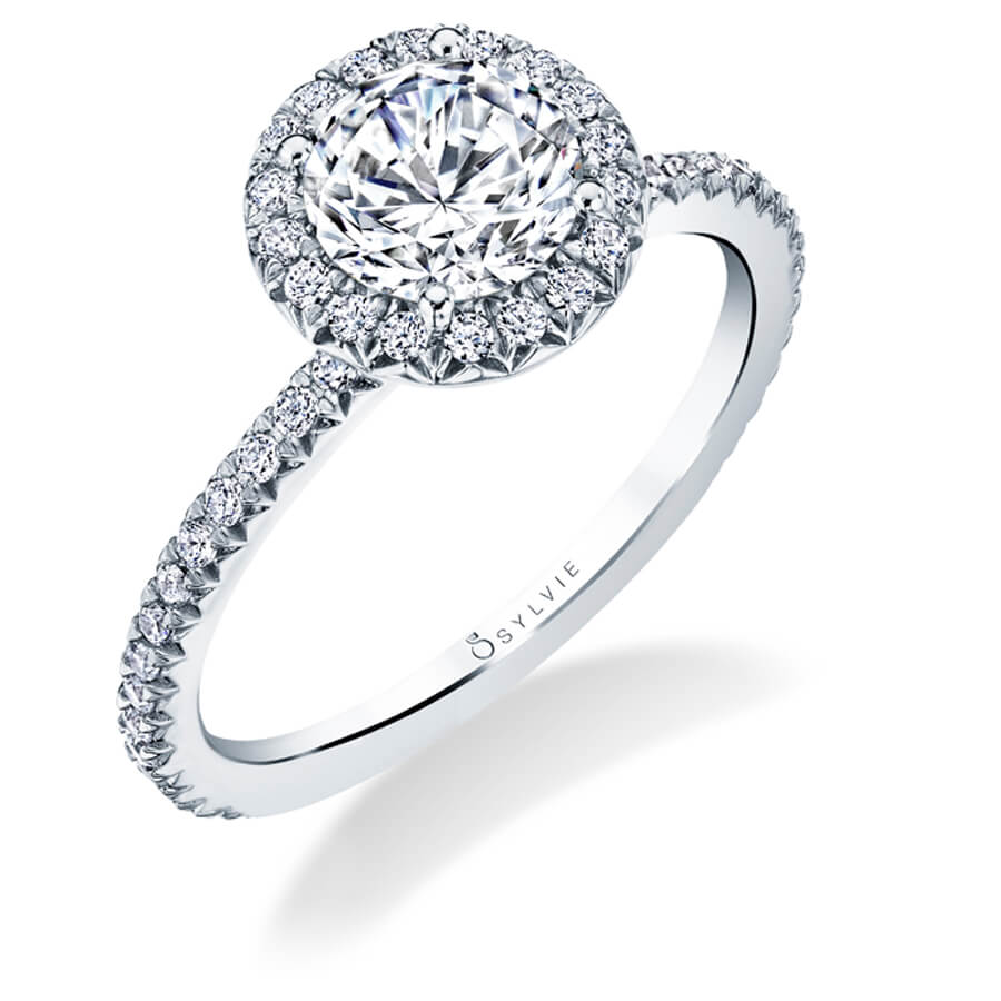 Round Cut Halo Engagement Ring - Vivian