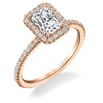 Emerald Cut Halo Engagement Ring - Vivian