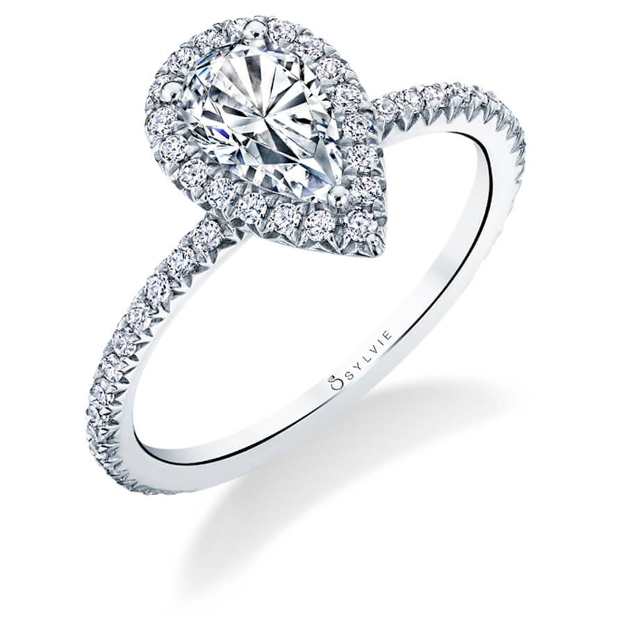 Pear Shaped Halo Engagement Ring - Vivian