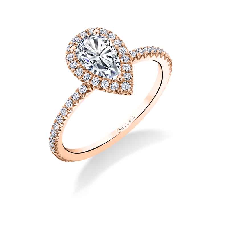 Pear Shaped Halo Engagement Ring - Vivian