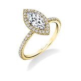 Marquise Cut Halo Engagement Ring - Vivian