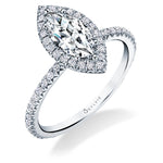 Marquise Cut Halo Engagement Ring - Vivian