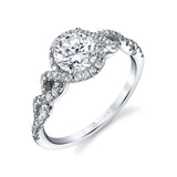 Audrey - Spiral Engagement Ring with Halo