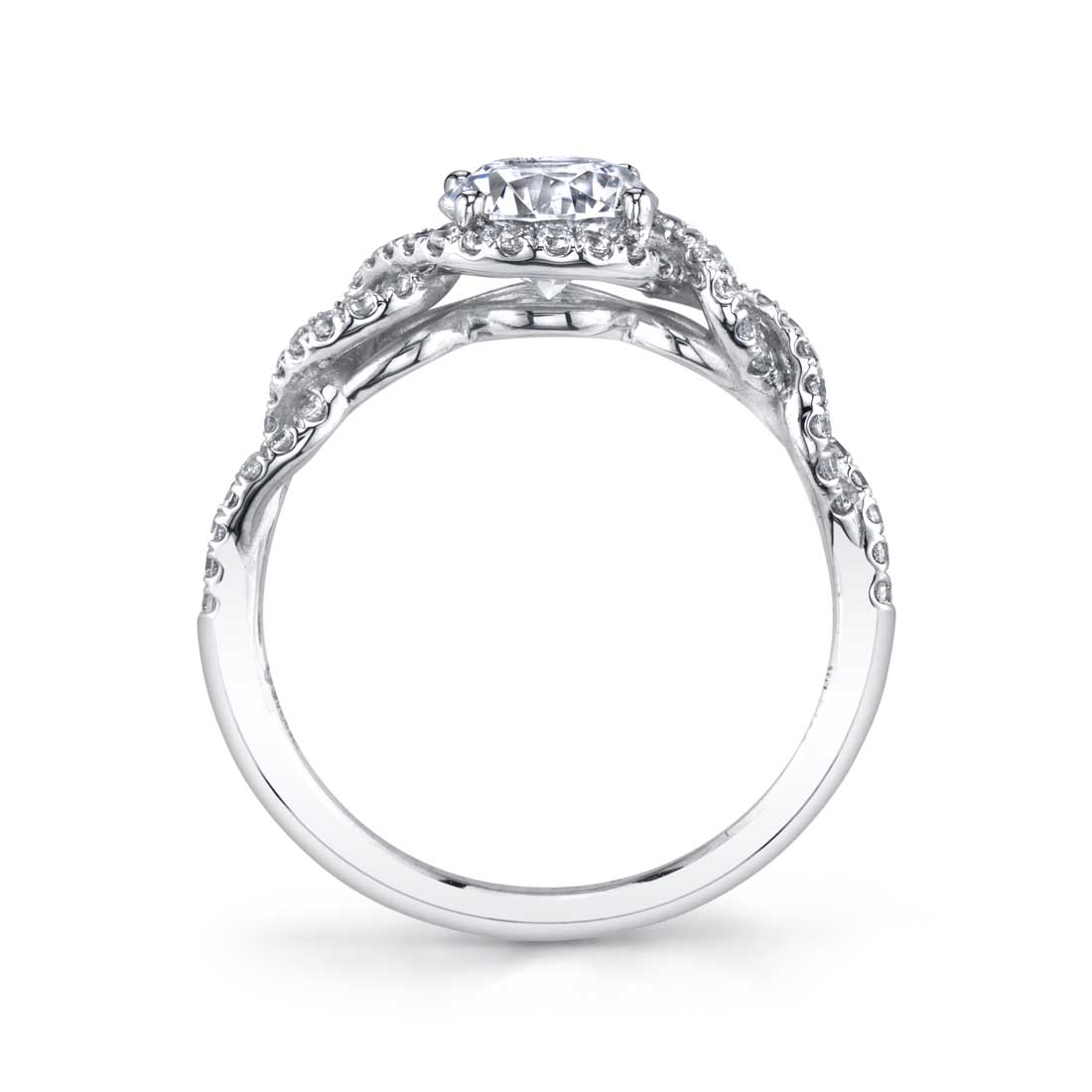 Audrey - Spiral Engagement Ring with Halo