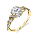 Audrey - Spiral Engagement Ring with Halo