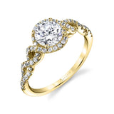 Audrey - Spiral Engagement Ring with Halo