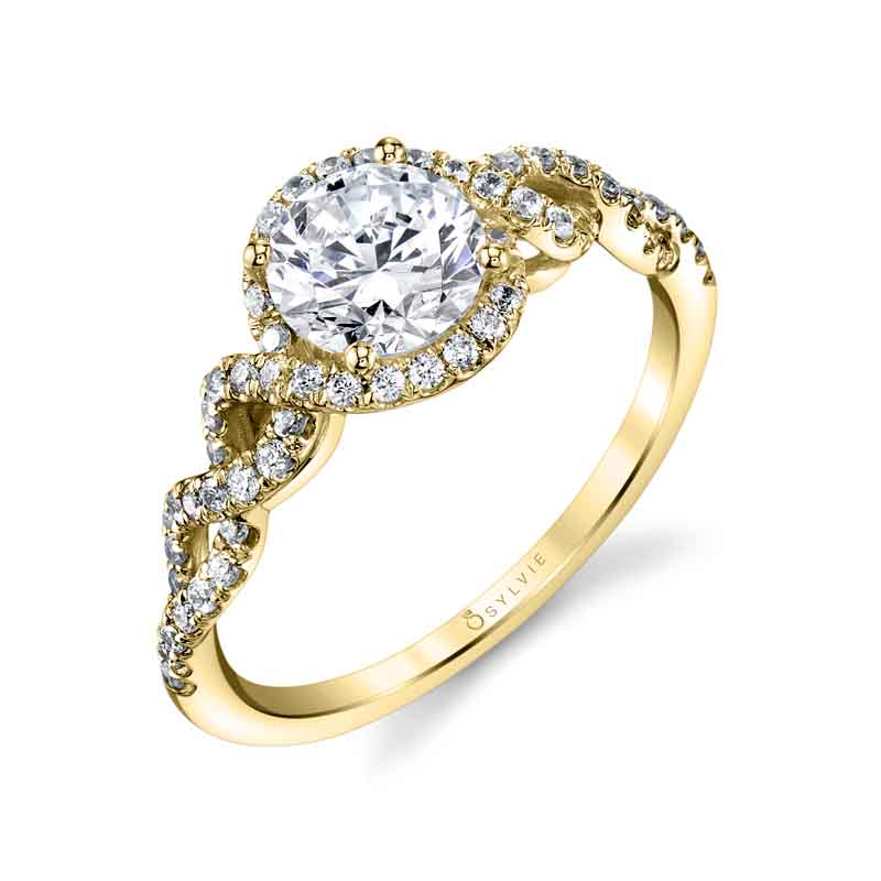 Audrey - Spiral Engagement Ring with Halo