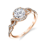 Audrey - Spiral Engagement Ring with Halo
