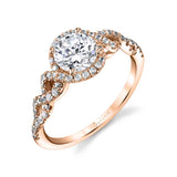 Audrey - Spiral Engagement Ring with Halo