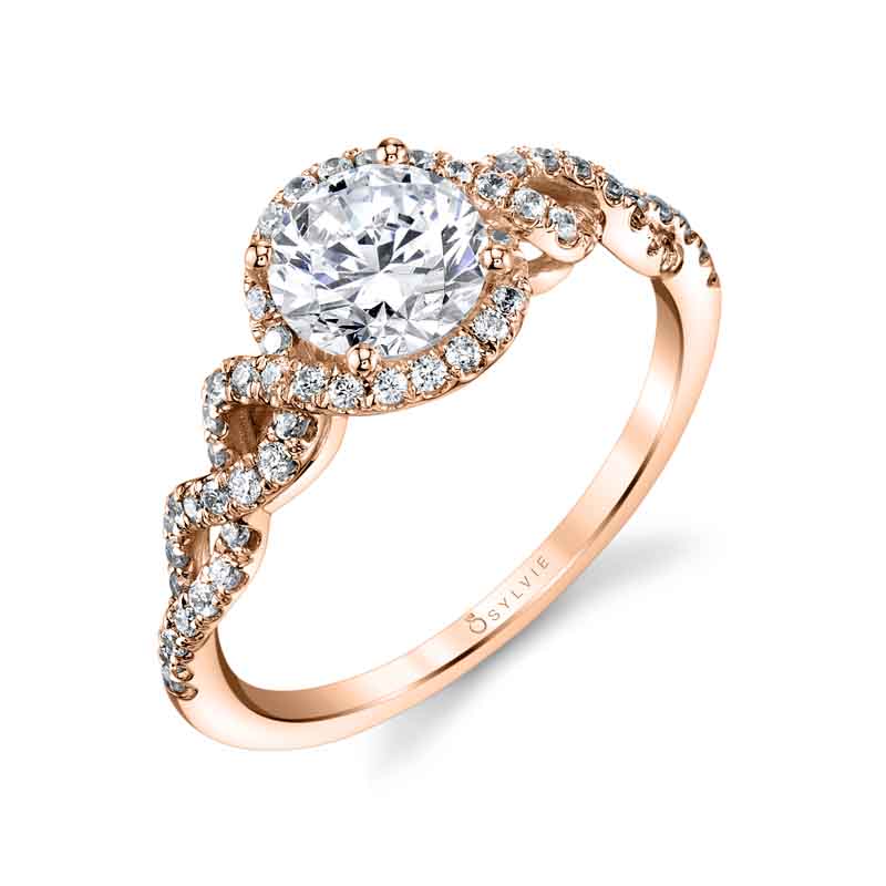 Audrey - Spiral Engagement Ring with Halo
