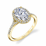 Oval Cut Split Shank Halo Engagement Ring - Alexandra