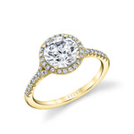 Round Cut Split Shank Halo Engagement Ring - Alexandra