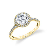 Round Cut Split Shank Halo Engagement Ring - Alexandra