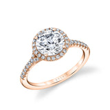 Round Cut Split Shank Halo Engagement Ring - Alexandra