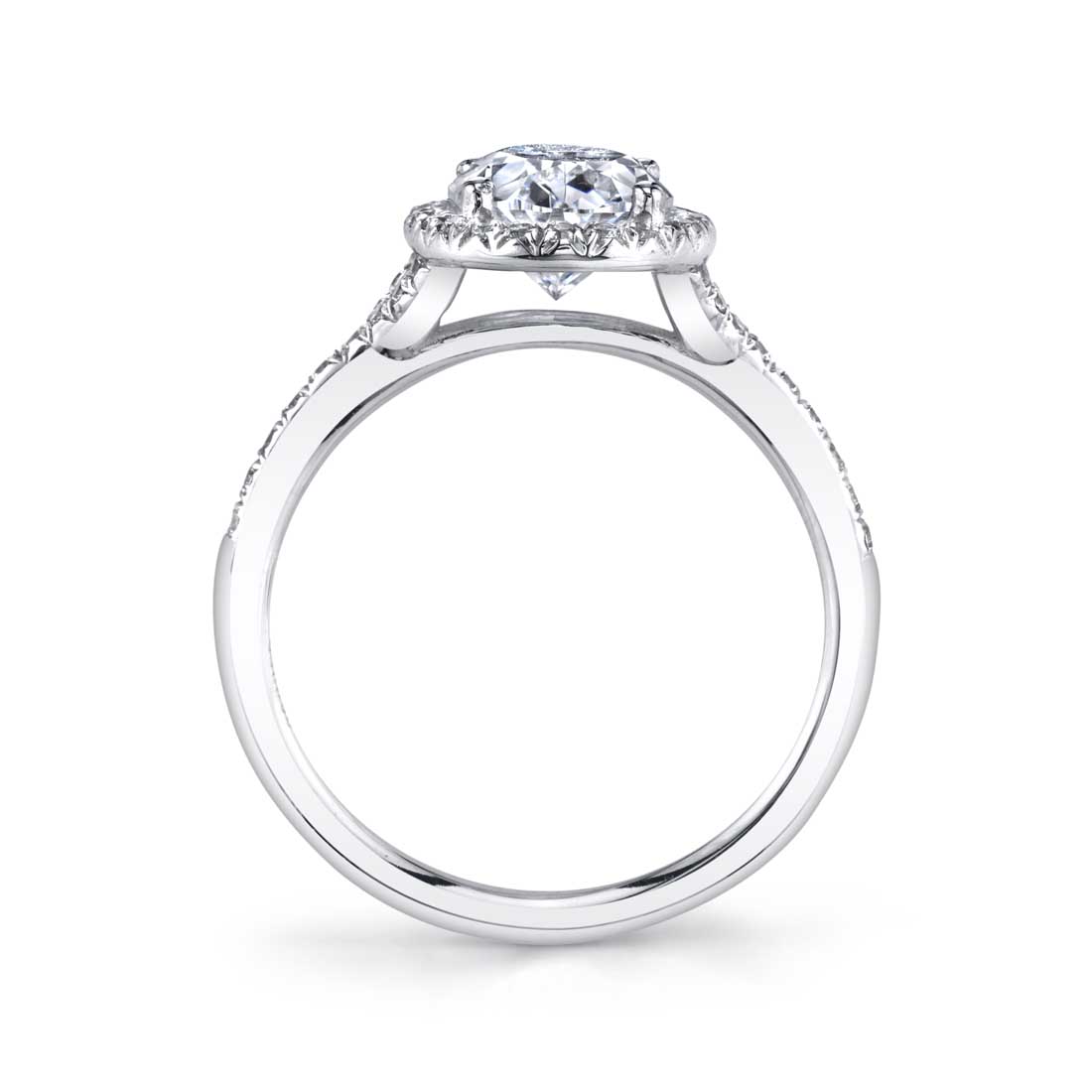 Pear Shaped Split Shank Halo Engagement Ring - Alexandra
