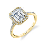 Emerald Cut Split Shank Halo Engagement Ring - Alexandra