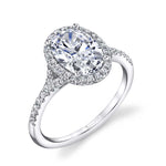 Oval Cut Split Shank Halo Engagement Ring - Alexandra