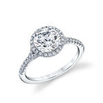 Round Cut Split Shank Halo Engagement Ring - Alexandra