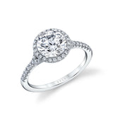 Round Cut Split Shank Halo Engagement Ring - Alexandra