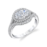 Double Halo Oval Engagement Ring
